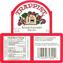 Trappist Preserves Rhubarb-Strawberry Preserve (single jar)