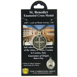St. Benedict Medal with Monte Cassino Soil & Chain