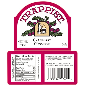 Trappist Preserves Cranberry Conserve (single jar)