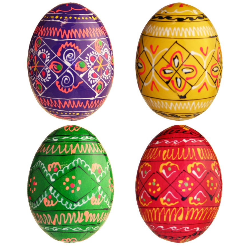 Monastery Greetings  Pysanky, Hand-Painted Eggs (set of 4
