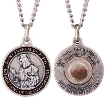 St. Francis Medal with Assisi Soil (24" chain for men)