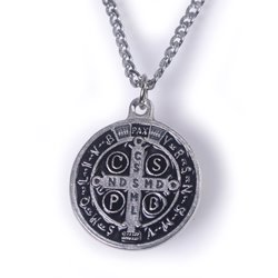 St. Benedict Medal with Monte Cassino Soil & Chain